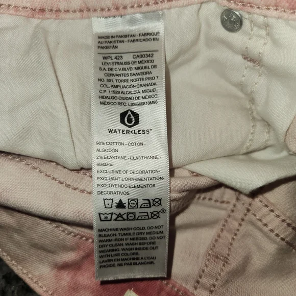 Levi's Pink And White Tie-Dye Heritage High Rise Short Size 16 - Picture 4 of 5